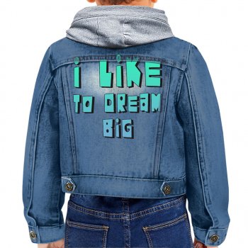 Dream Lover Toddler Hooded Denim Jacket - Text Design Jean Jacket - Printed Denim Jacket for Kids